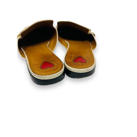 GUCCI White Leather Marmont Fringe GG Logo Square Toe Slides Mules Flats 38 US 8 - Picture 9 of 10